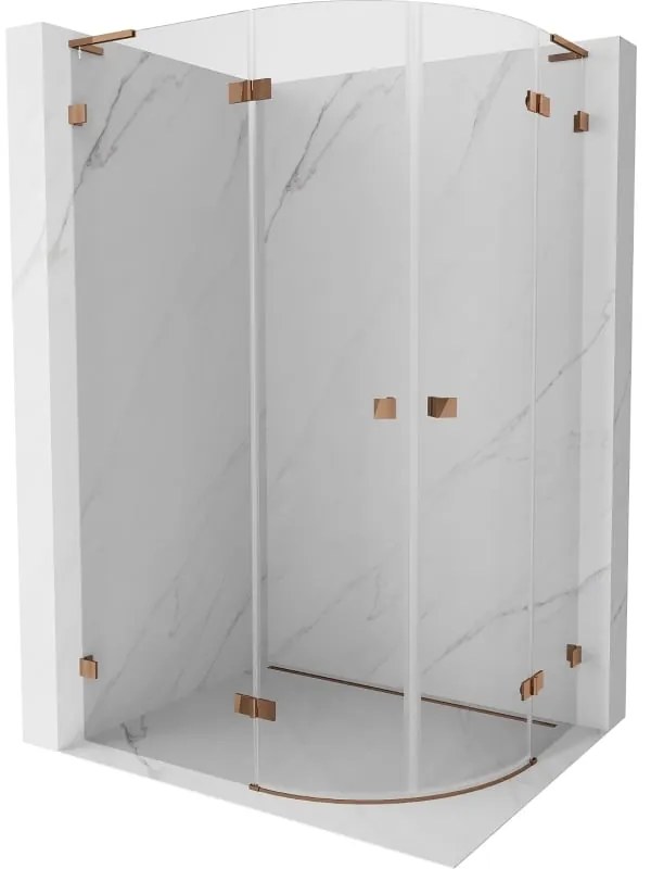 Mexen Lunar L kabina prysznicowa półokrągła uchylna lewa 80 x 70 cm, transparent, różowe złoto - 833L-080L-070P-60-00