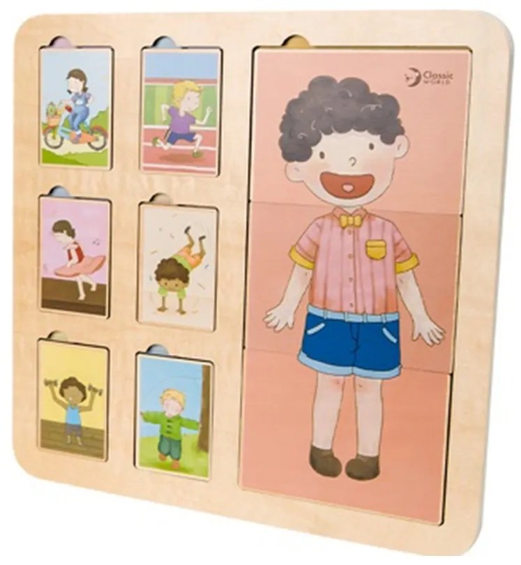 Classic world tablica edukacyjna ciało ludzkie układanka klocki puzzle dla dzieci dopasuj montessori 19 el.