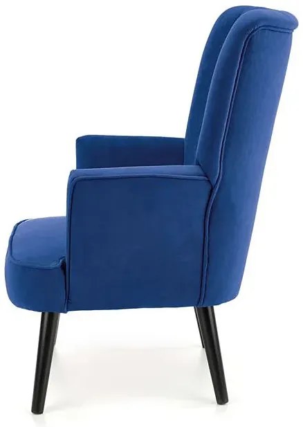 Granatowy stylowy fotel wypoczynkowy do czytania W6-G75