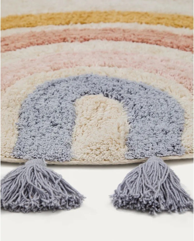 Bawełniany dywan dziecięcy odpowiedni do prania/tkany ręcznie w kolorze kości słoniowej ø100 cm Tadea – Kave Home