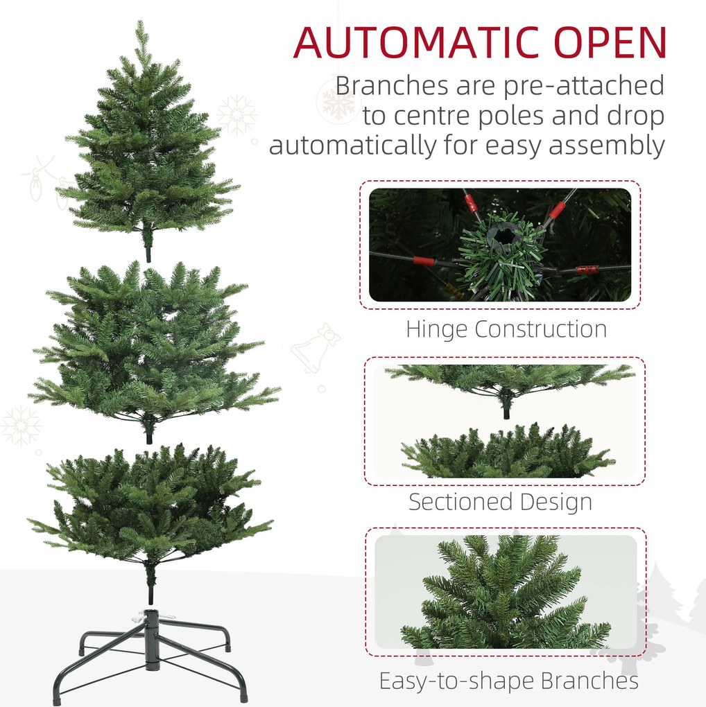 HOMCOM Sztuczna Choinka, Jodła, Realistyczna, Pełna i Buchata, 180 x Φ105 cm, Zielony | Aosom PL