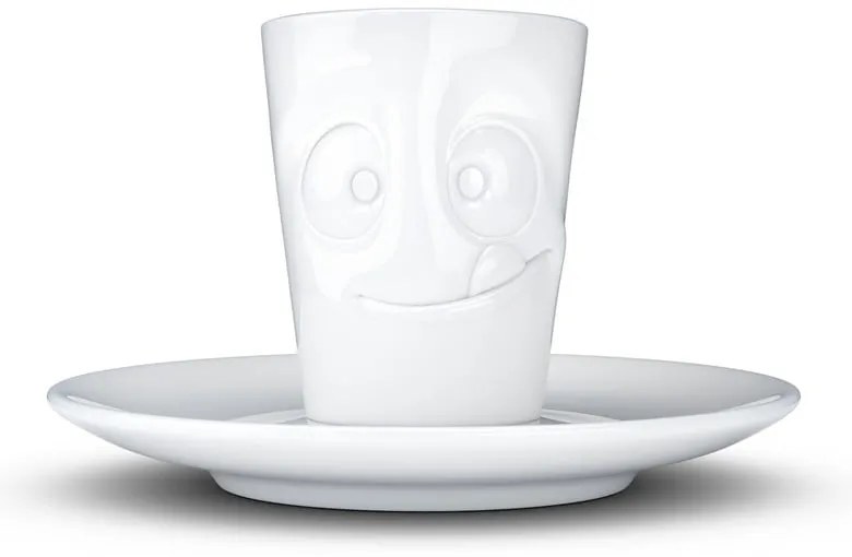 Biała łakoma porcelanowa filiżanka do espresso ze spodkiem 58products, 80 ml