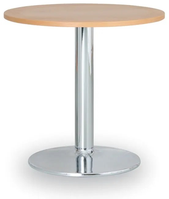 Stolik konferencyjny ZEUS II, średnica 60 cm, chromowana podstawa, buk