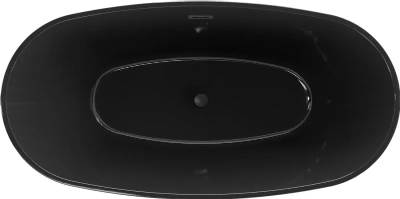 Mexen Eris wanna wolnostojąca 170 x 80 cm, czarna, przelew czarny - 53441708070-70