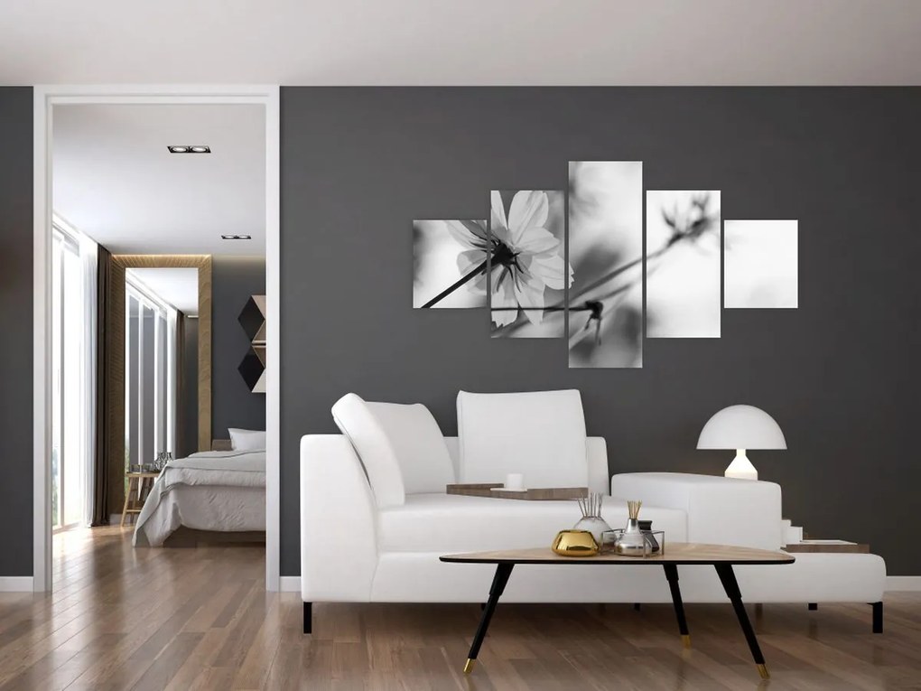 Obraz - Czarno - białe kwiaty (125x70 cm)