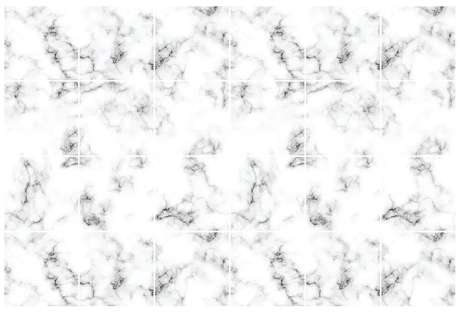Komplet 24 naklejek ściennych Ambiance Black and White Marble, 10x10 cm