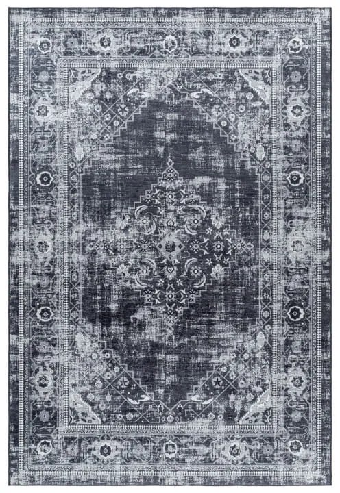 Dywan z nadrukiem Fiesta Vintage szaro-czarny 120 cm x 170 cm