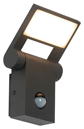 Lampa ścienna zewnętrzna antracytowa z LED IP54 z czujnikiem ruchu - Zane