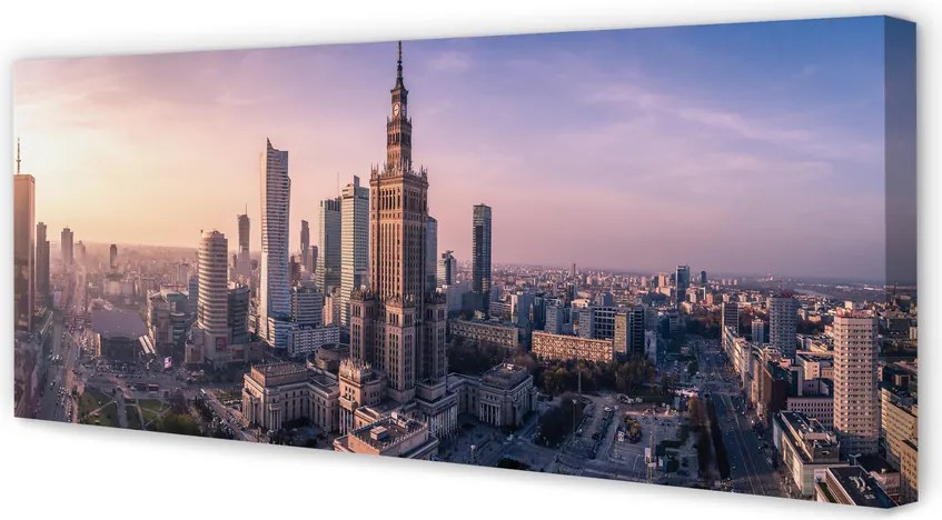 Fotoobraz na płótnie Poranny Blask nad Centrum Warszawy