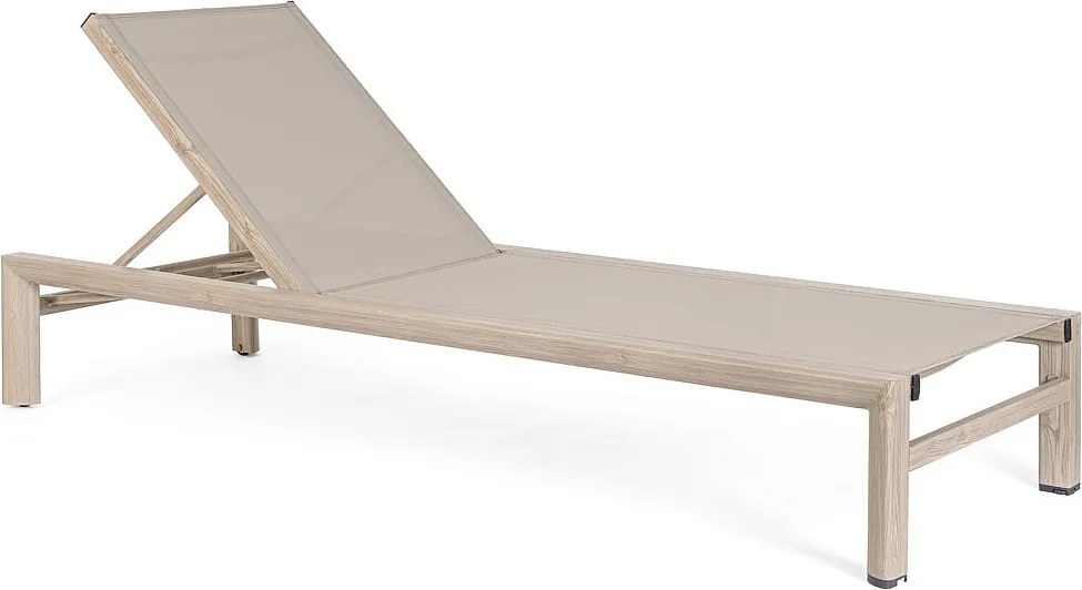 Leżak ogrodowy na kółkach z aluminiową ramą imitującą drewno - SKIPPER NEW
