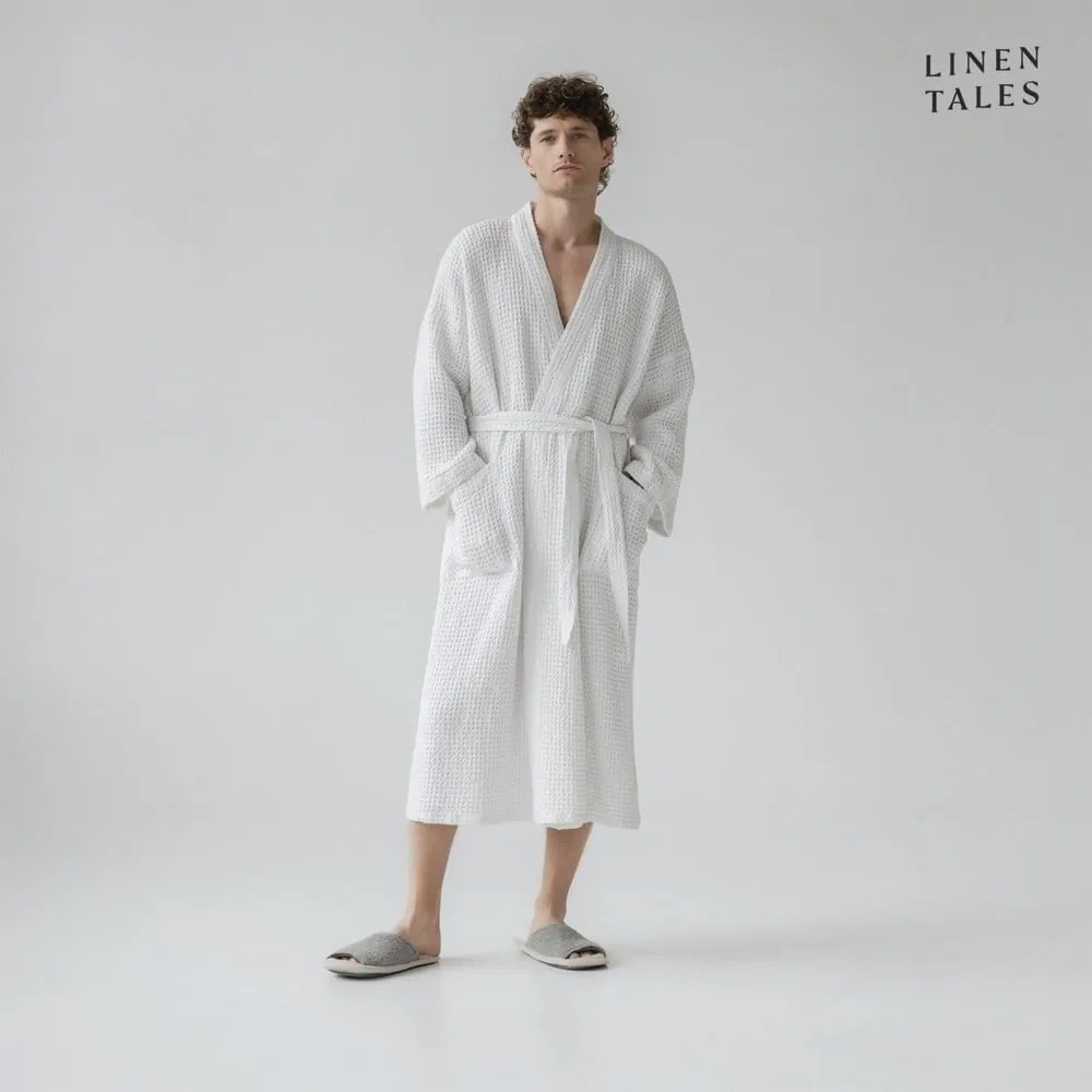 Biały szlafrok w rozmiarze L/XL Honeycomb – Linen Tales