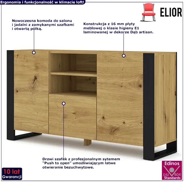 Duża Komoda Do Salonu Dąb Artisan L7-K02