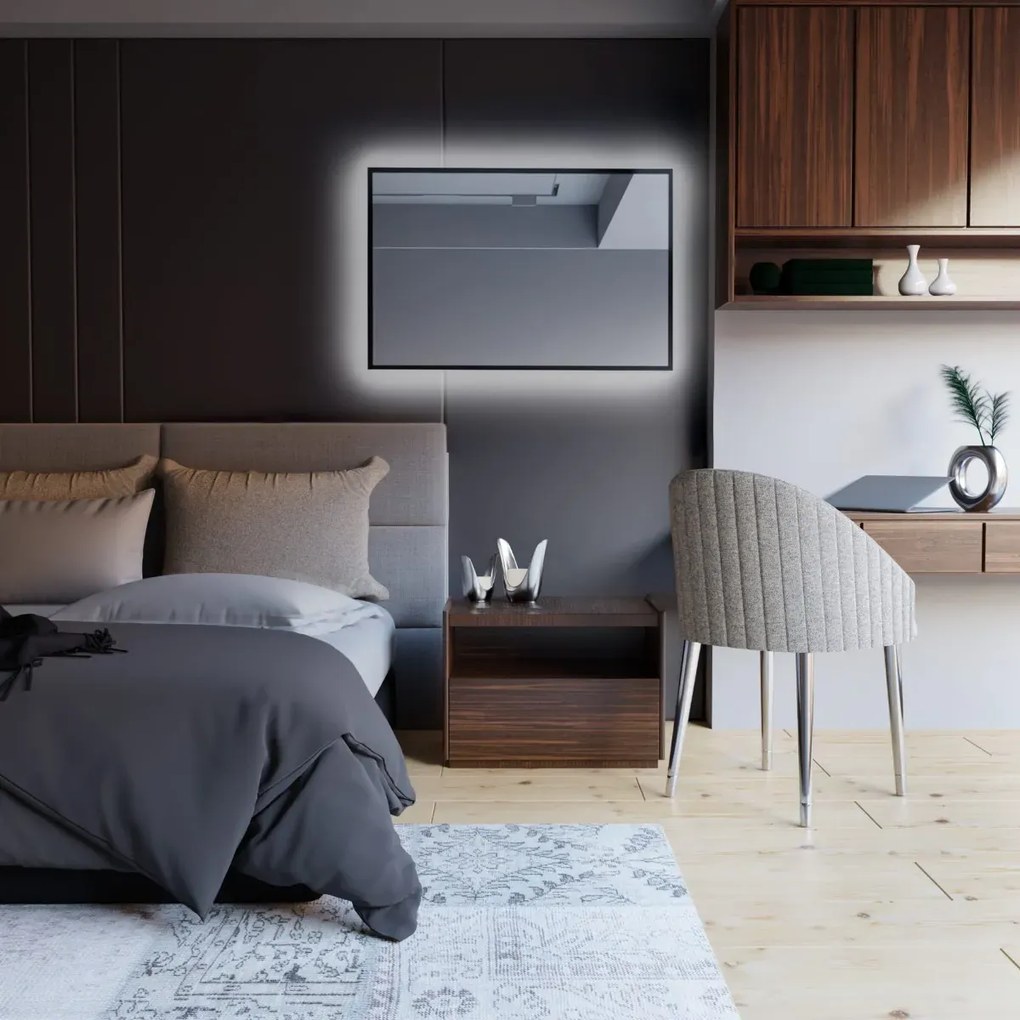 Lustro łazienkowe LUMO 90x60cm czarne z oświetleniem LED BALTICA DESIGN
