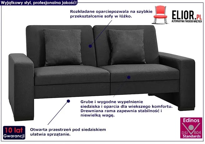 Luksusowa rozkładana ciemnoszara sofa - Astigar