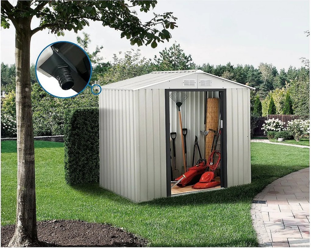 Metalowy domek ogrodowy Nebraska - 4,07m² z rynną