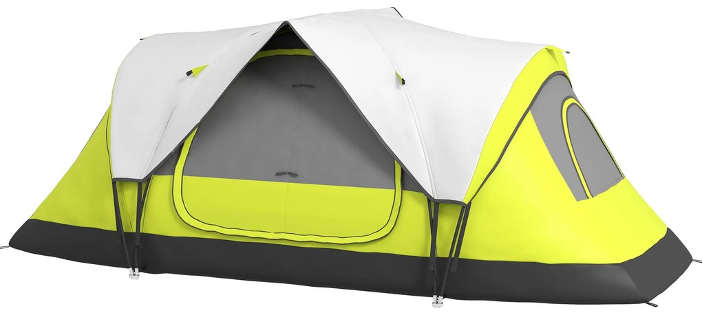 Namiot kempingowy Outsunny, 2 pomieszczenia, ścianka działowa, dla 6 osób, ochrona przed deszczem, ciemnozielony