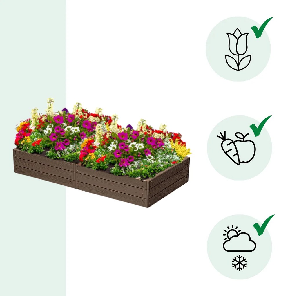 Podwyższona grządka WOODY 149x75,6x25cm, brązowa Prosperplast