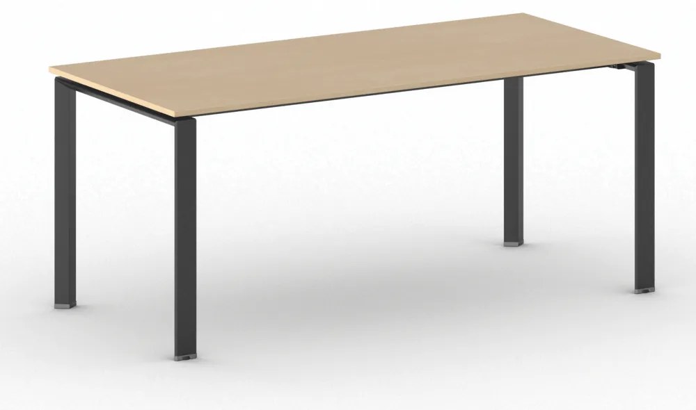 Stół konferencyjny do biura PRIMO INFINITY, 180x90 cm, czarna podstawa, buk