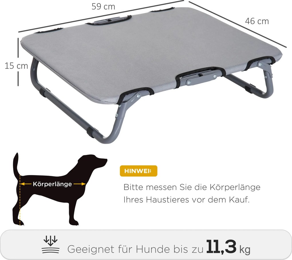 PawHut Leżanka dla psa Składane legowisko Łóżko dla kota Miejsce do spania Szare 59x46x15cm | Aosom PL