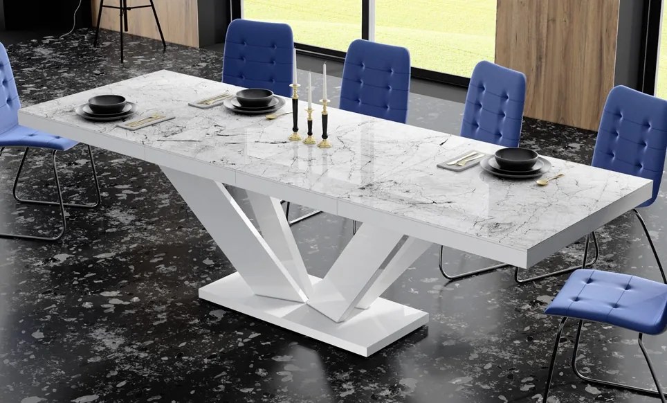 Stół z marmurowym blatem w połysku Viva 2 Hubertus