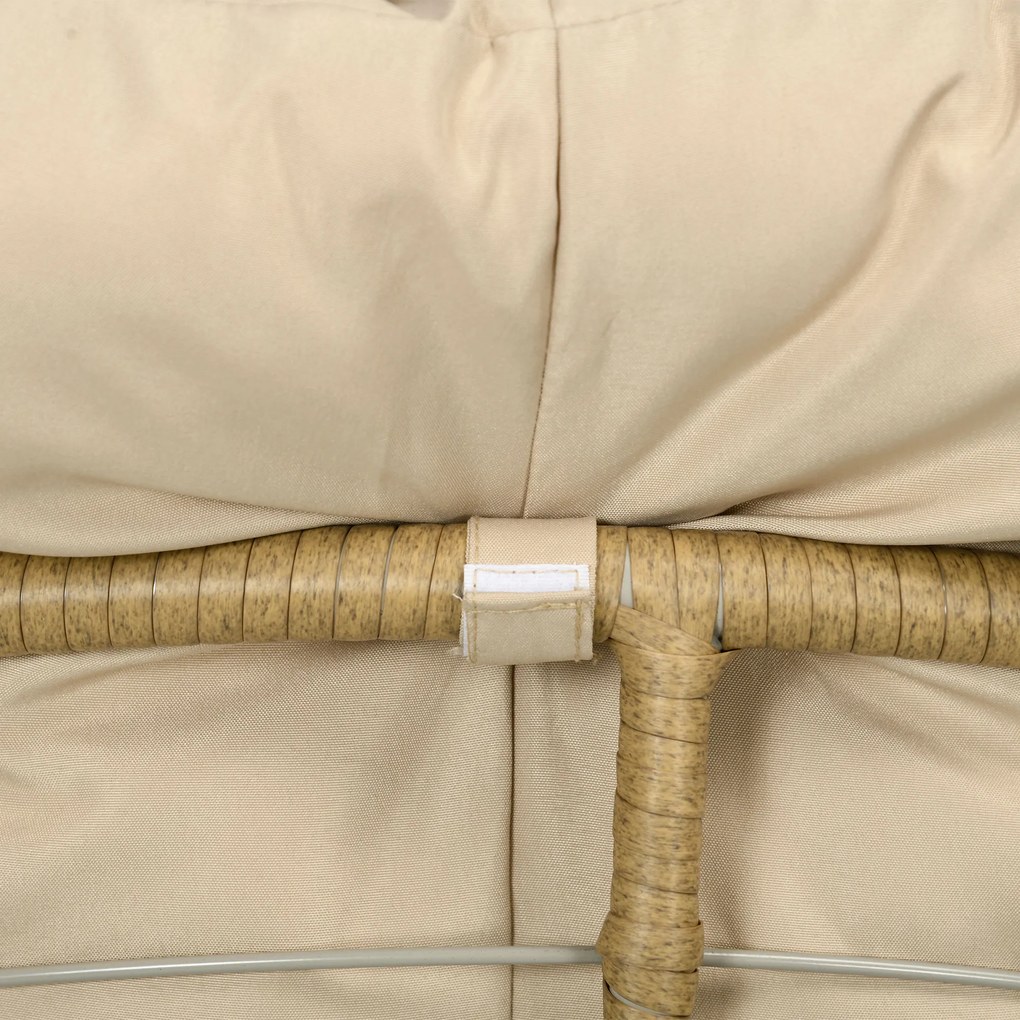 Outsunny Fotel wiklinowy Fotel ogrodowy Boho Styl, odporny na warunki atmosferyczne, 85 cm x 70 cm x 82 cm, Krem + Natur