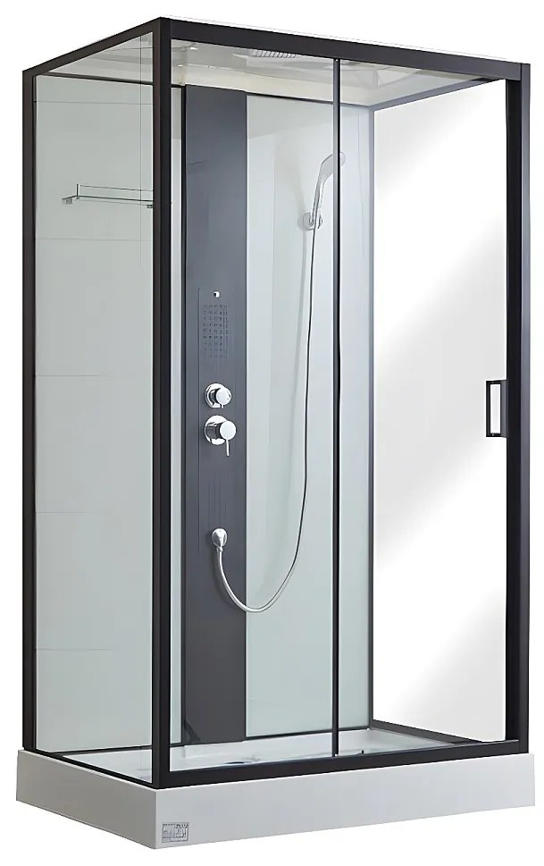 Kabina prysznicowa z hydromasażem PRIMEA – 2 strefy dysz masujących – 120 × 80 × 215 cm (dł. × szer. × wys.) – deszczownica i słuchawka prysznicowa ręczna