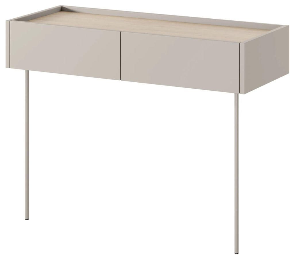 Toaletka Desin 100 cm z szufladami i metalowymi nogami - kaszmir / dąb nagano