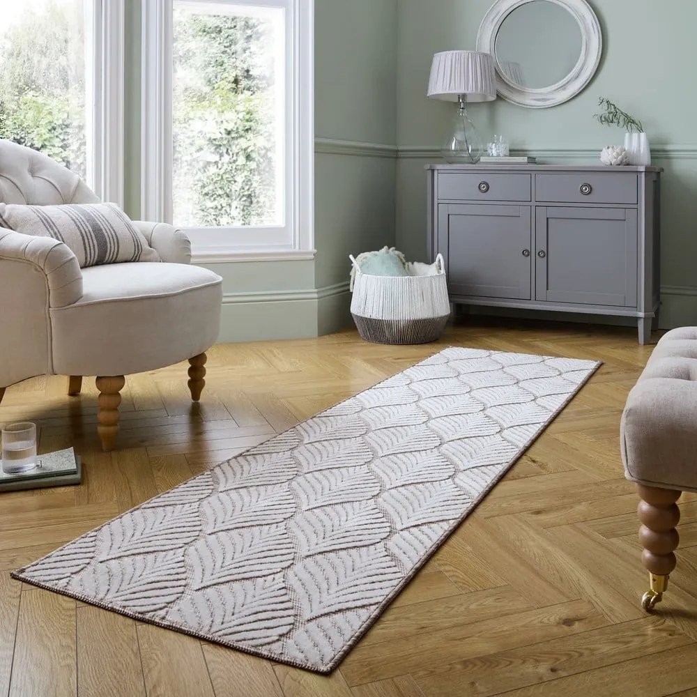 Dywan odpowiedni na zewnątrz w kolorze kości słoniowej 66x230 cm Elm Leaf – Flair Rugs