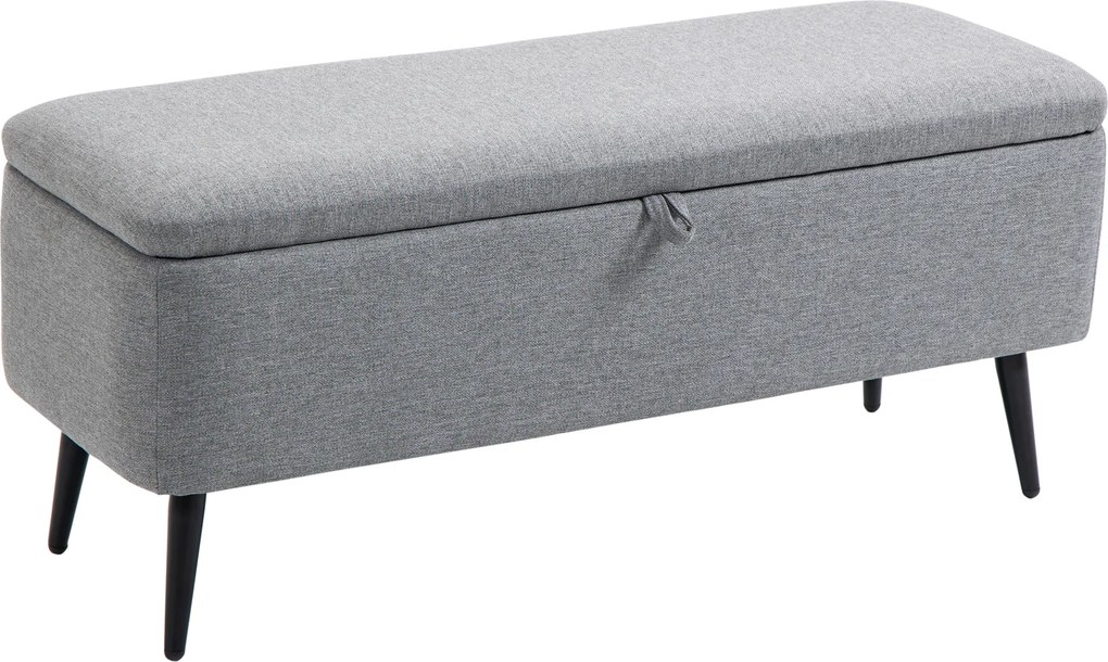 HOMCOM Ławka, Skrzynia, Ławka Tapicerowana, Lniana, do 150kg, 101x38,5x44,5 cm, Szara