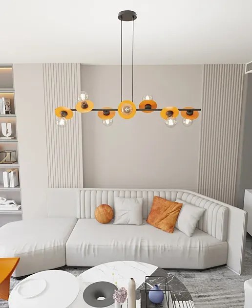 Czarno-pomarańczowa regulowana lampa wisząca - D160 H9-Z07