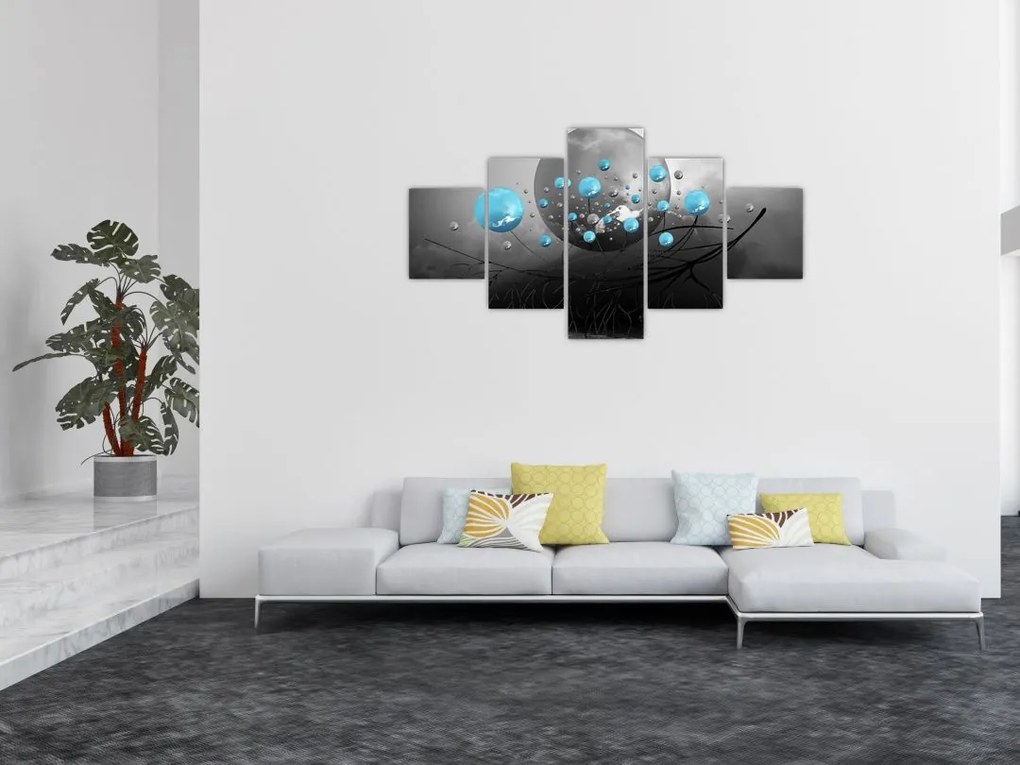 Obraz - jasnoniebieskie abstrakcyjne kule (125x70 cm)