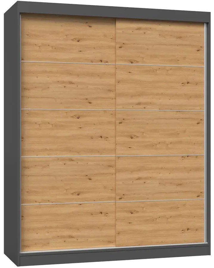 Szafa rozsuwana do sypialni dąb artisan antracyt 160 cm K0-P74