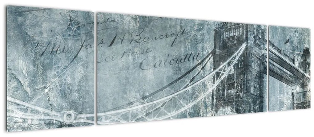 Obraz - Tower Bridge w chłodnych odcieniach (170x50 cm)