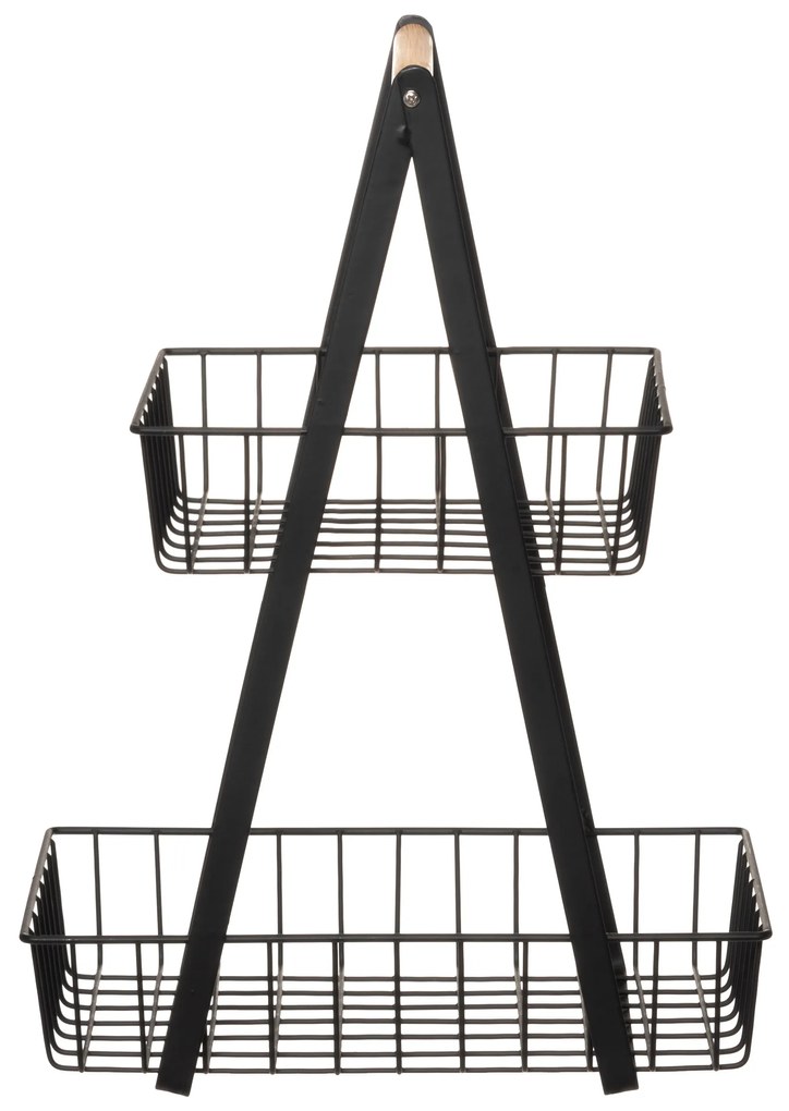 Dwupoziomowy stojak do przechowywania z bambusową rączką