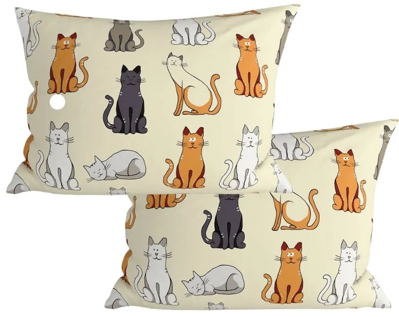 Zestaw 2 szt. dekoracyjnych poszewek na poduszki COLORED CATS BLEND 50x70 cm, kremowy