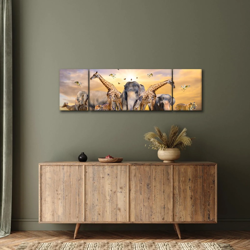 Obraz - Afrykańskie zwierzęta (170x50 cm)