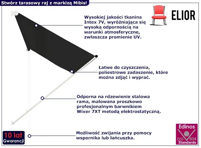 Markiza ręcznie zwijana antracyt - Mibis