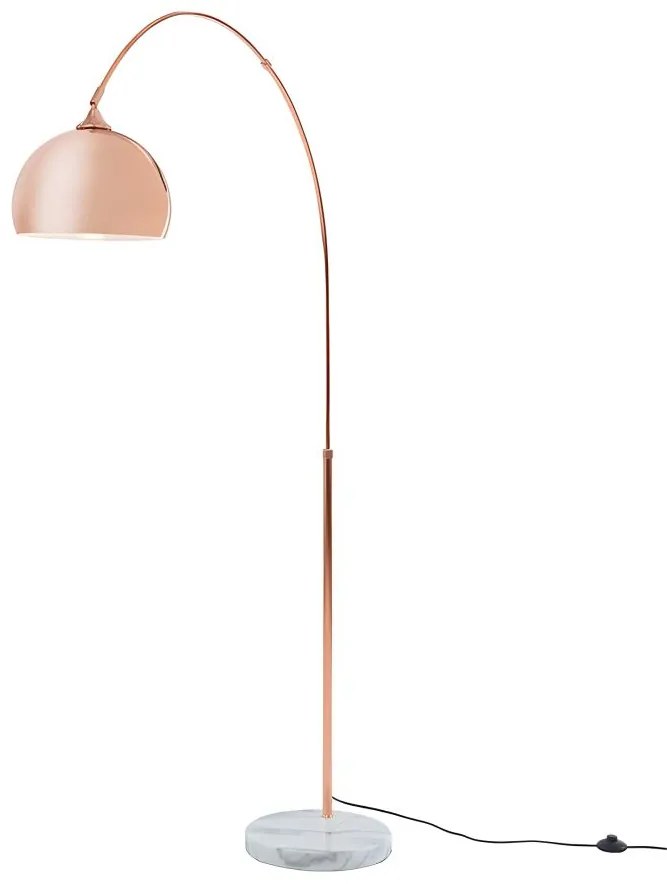 Duża lampa podłogowa w stylu art déco OMBRAGE - Metal i marmur - wys. 180 cm - Miedziany