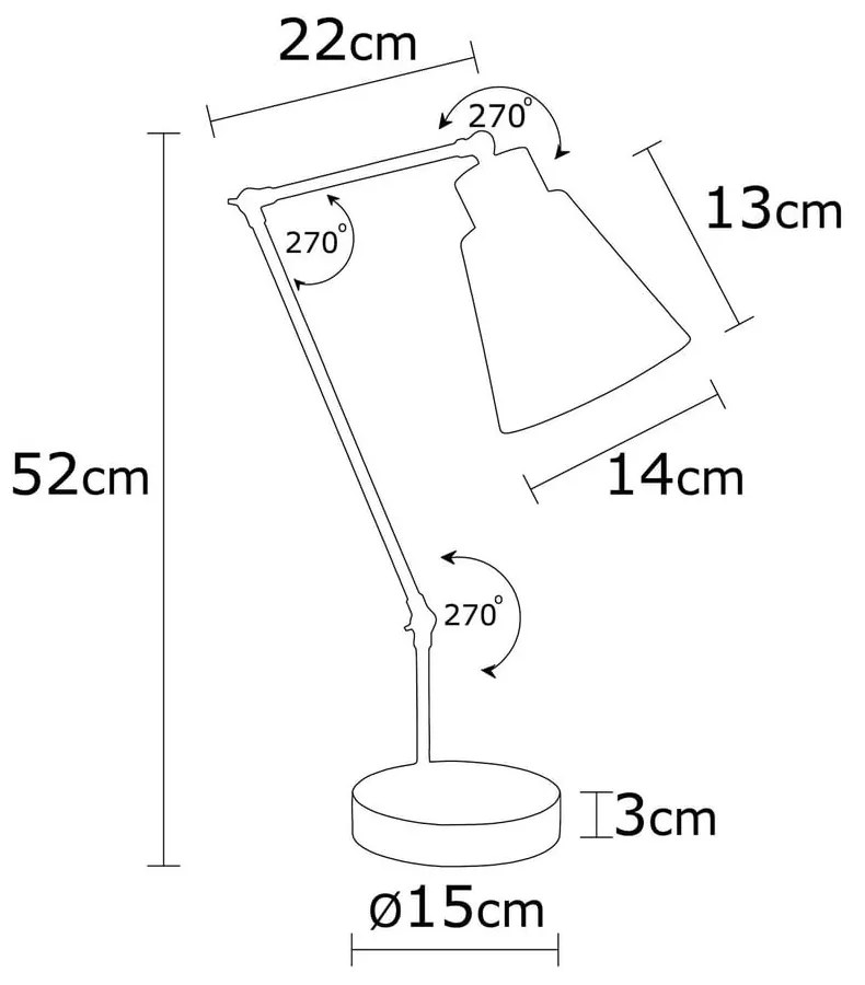 Żółto-czarna lampa stołowa z metalowym kloszem (wysokość 52 cm) Manavgat – Opviq lights