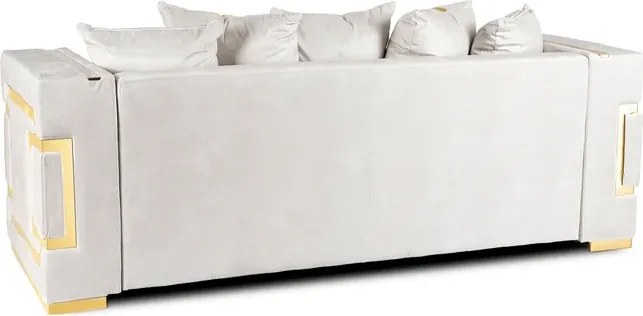 Sofa PALLAZO 3S Trzyosobowa Kremowo/Złota Welurowa Glamour