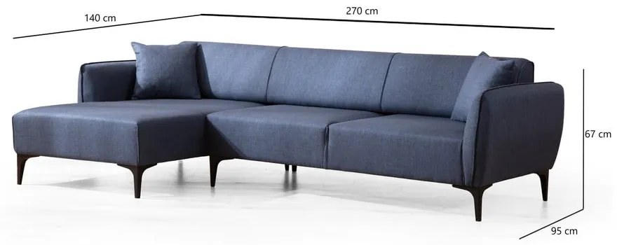 Niebieska sofa narożna Belissimo, lewy narożnik – Balcab Home