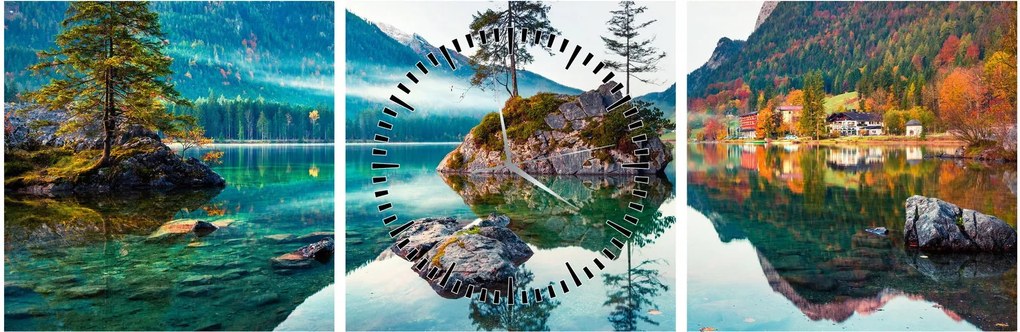 Obraz - Jezioro Hintersee, Alpy Bawarskie, Austria (z zegarem) (90x30 cm)
