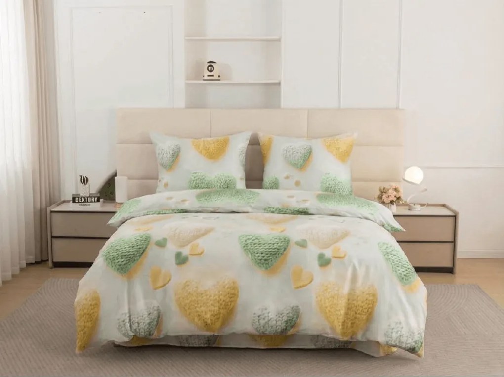 PrzytulneMieszkanie.pl PrzytulneMieszkanie.pl Pościel z mikrofibry HEARTAMI kolorowa Rozmiar pościeli: 2 szt 70 x 80 cm | 160 x 200 cm