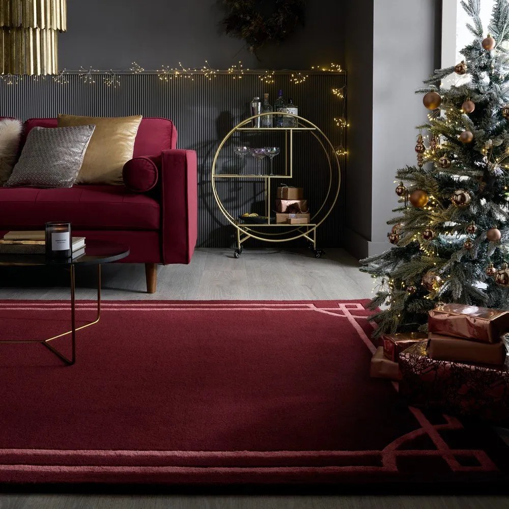 Bordowy wełniany dywan tkany ręcznie 200x290 cm Gatsby – Flair Rugs