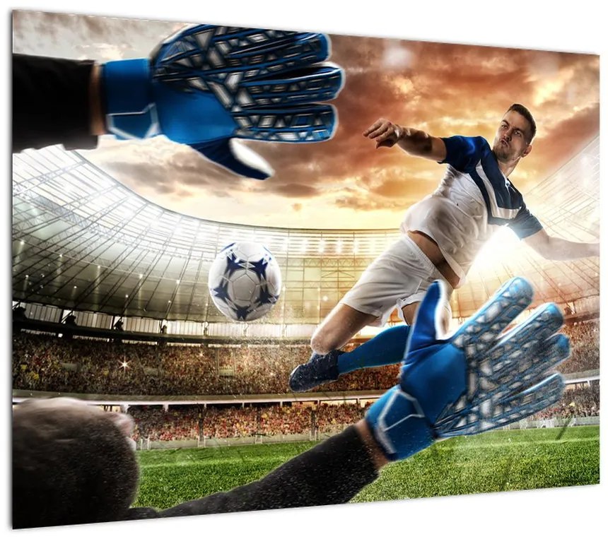 Obraz na szkle - Piłkarz (70x50 cm)