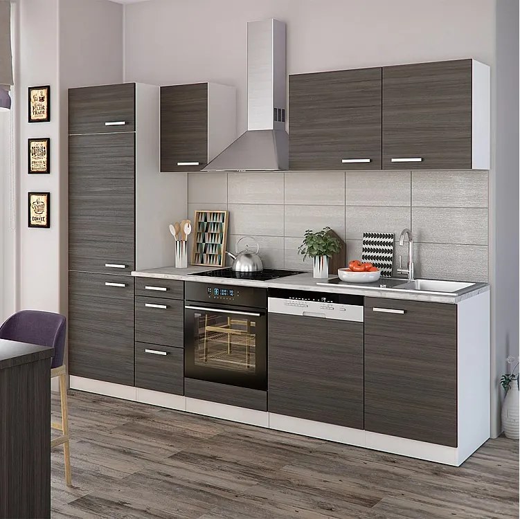 Zabudowa kuchenna szlachetny szary/biały 270x57.1x81.6 optima