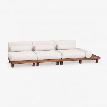 Modułowa Sofa Ogrodowa 3-częściowa Z Bocznym Stolikiem Z Akacji Edrien Akacja Brąz - Sklum