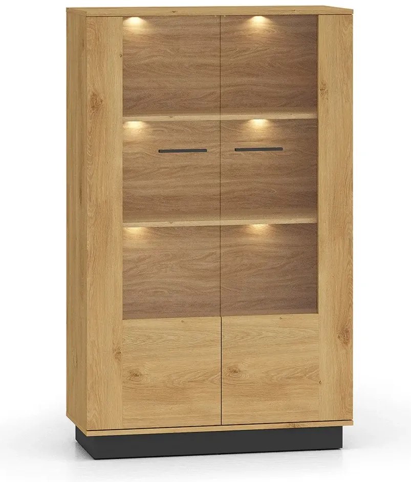 Witryna niska BRONX 2D 92cm dąb/czarna ML MEBLE