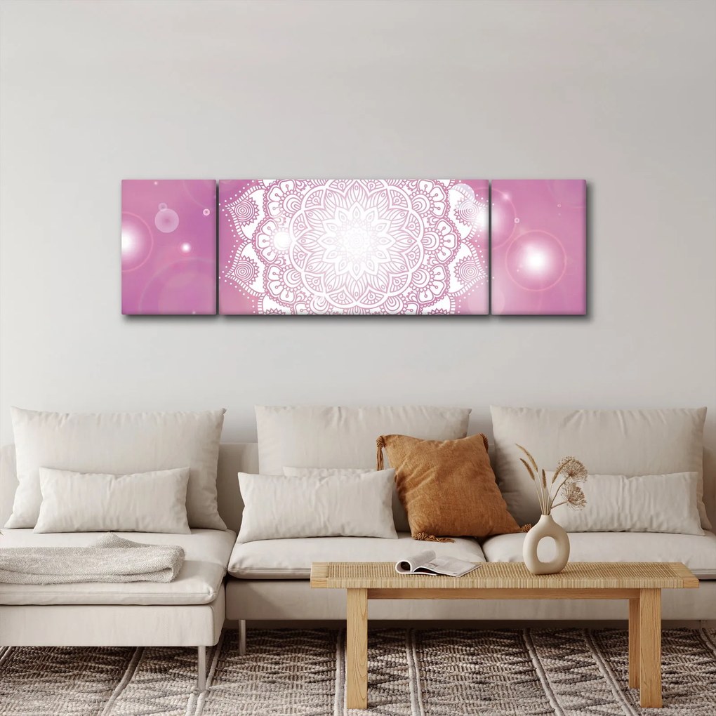 Obraz mandali na różowym tle (170x50 cm)