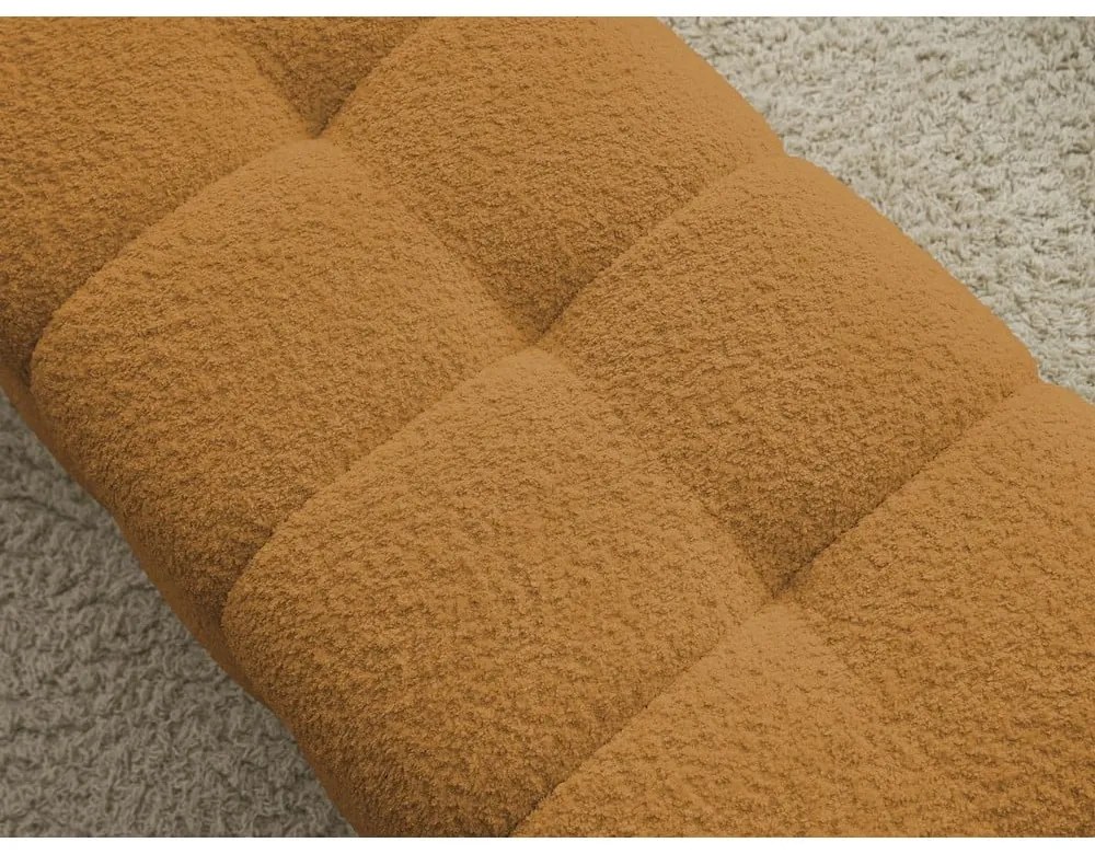 Musztardowa ławka z materiału bouclé Mont Blanc – Bobochic Paris